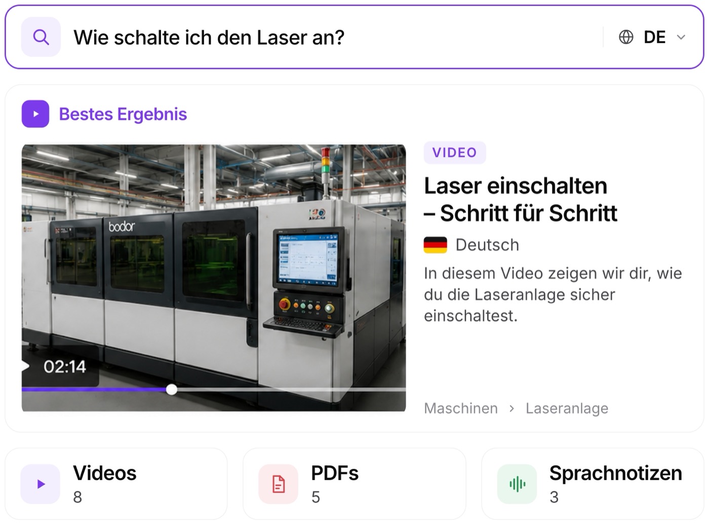 Suchergebnis: Bestes Ergebnis mit Video, PDFs und Sprachnotizen zur Suchanfrage